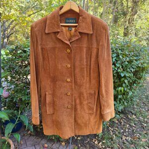 Vintage Danier Canada Women's Jacket Sz S Brown Coat Suede Leather Button Front